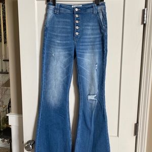 Kancan button fly flare jeans
